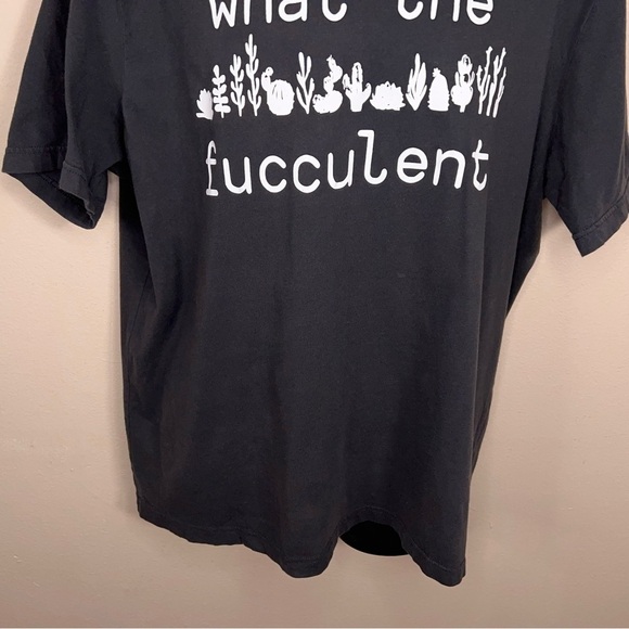 2XL Succulent Tee What The Flucculent Graphic Tee Dark Grey/Black Tshirt - Picture 5 of 13